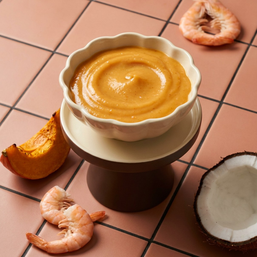 Prawn, Pumpkin & Coconut Purée